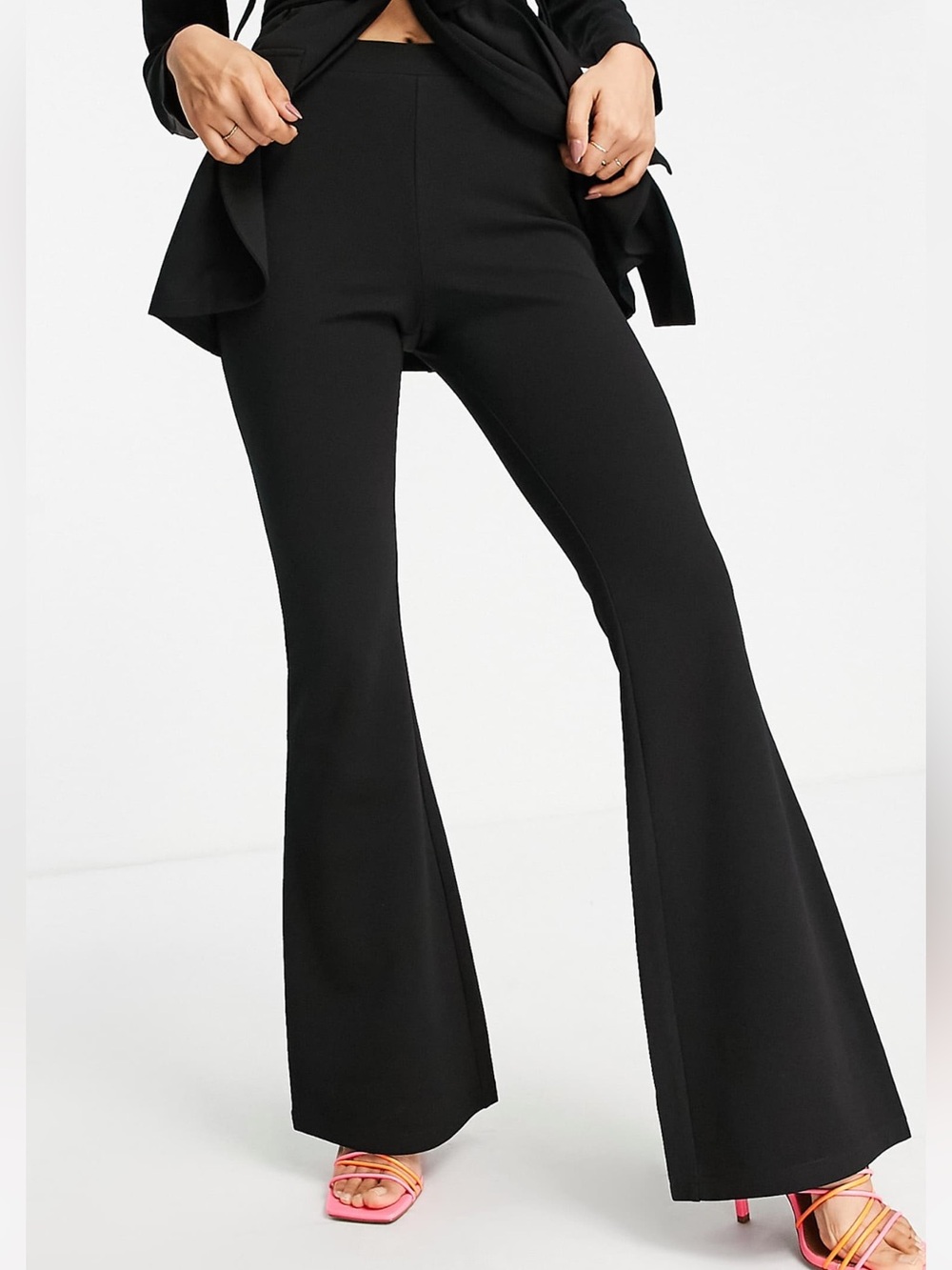 ASOS Design Petite Jersey Suit Kickflare Pants in Black